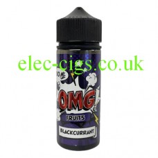 Image shows a large bottle containing OMG Fruit Flavour 100ML E-Liquids: Blackcurrant