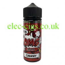 Image shows a large bottle containing OMG Fruit Flavour 100ML E-Liquids: Cherry