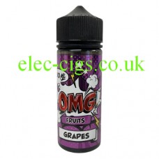 Image shows a large bottle containing OMG Fruit Flavour 100ML E-Liquids: Grapes