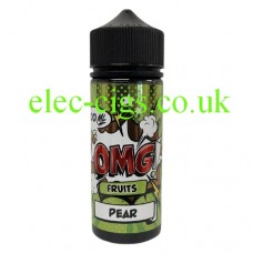 Image shows a large bottle containing OMG Fruit Flavour 100ML E-Liquids: Pear