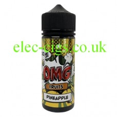 Image shows a large bottle containing OMG Fruit Flavour 100ML E-Liquids: Pineapple