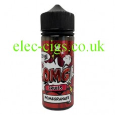 Image shows a large bottle containing OMG Fruit Flavour 100ML E-Liquids: Pomegranate