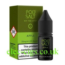 Image is of the packing which contains the Pod Salt Hit The Spot E-Liquid Apple