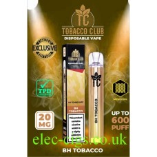 Tobacco Club BH Tobacco Disposable Vapes with lots of information about the product 