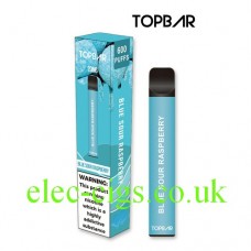 Image shows Blue Sour Raspberry 600 Puff Disposable E-Cigarette by Topbar