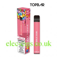 Image shows Bubble Gum 600 Puff Disposable E-Cigarette by Topbar