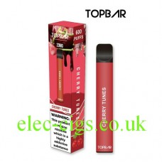 Image shows Cherry Tunes 600 Puff Disposable E-Cigarette by Topbar