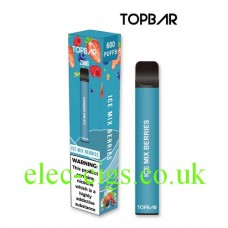 Image shows Ice Mix Berries 600 Puff Disposable E-Cigarette by Topbar