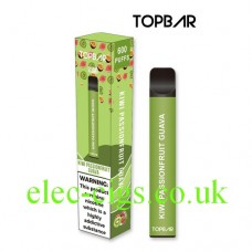 Image shows Kiwi Passion Fruit Guava 600 Puff Disposable E-Cigarette by Topbar