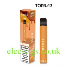 Image shows Mango 600 Puff Disposable E-Cigarette by Topbar