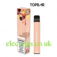Image shows Peach Ice 600 Puff Disposable E-Cigarette by Topbar