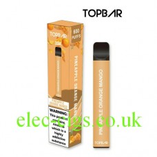Image shows Pineapple Orange Mango 600 Puff Disposable E-Cigarette by Topbar