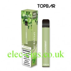 Image shows Spearmint 600 Puff Disposable E-Cigarette by Topbar