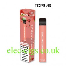 Image shows Watermelon Lychee 600 Puff Disposable E-Cigarette by Topbar