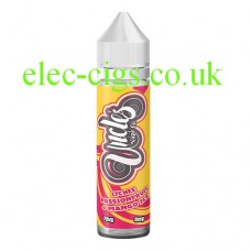 image hows a bottle of Lychee Passionfruit & Mango Ice 50 ML E-Liquid from Uncles Vapes