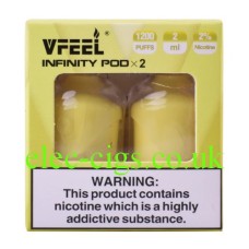 Image shows a pack of 2 Vfeel Infinity Pod Banana Ice