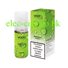 Image shows a bottle and box on a white background of Vado 50-50(VG/PG) E-Liquid: Banana