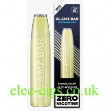 image is of the Zero Nicotine Banana Melon 600 Puff Disposable Bar from Glamz Bar 