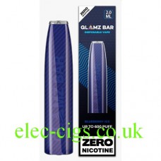 Image shows the Zero Nicotine Blueberry Ice from Glamz Bar