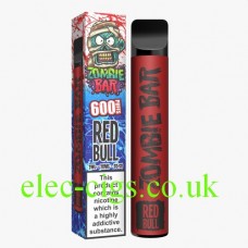 Image shows box and device which is the Zombie Bar 600 Puff Energy Drink