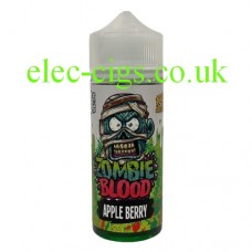 Image shows a bottle of Apple Berry 100 ML E-Liquid from Zombie Blood