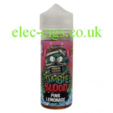 Image shows a bottle of Pink Lemonade 100 ML E-Liquid from Zombie Blood