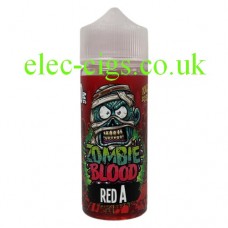 Image shows the bottle containing Red A 100 ML E-Liquid from Zombie Blood