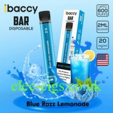 Image shows Blue Razz Lemonade 600 Puff Disposable Bar from iBaccy