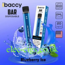 Image shows Blueberry Ice 600 Puff Disposable Bar from iBaccy
