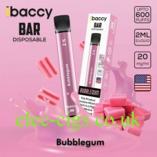 Image shows Bubblegum 600 Puff Disposable Bar from iBaccy