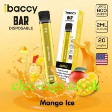 Image shows Mango Ice 600 Puff Disposable Bar from iBaccy