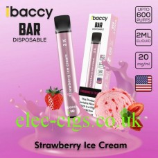 Image shows Strawberry Ice Cream 600 Puff Disposable Bar from iBaccy