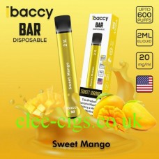 Image shows Sweet Mango 600 Puff Disposable Bar from iBaccy