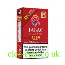 Image shows Tabac Classic 4000 Puff Pod Pack by NanoSTIX