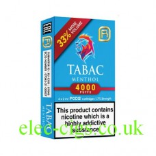 Image shows Tabac Menthol 4000 Puff Pod Pack by NanoSTIX