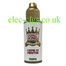 Image shows the bottle containing  the Creme De Menthe 100 ML E-Liquid by Donut King: Limited Edition