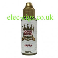 Image shows a bottle of Jaffa Donut 100 ML E-Liquid by Donut King: Limited Edition