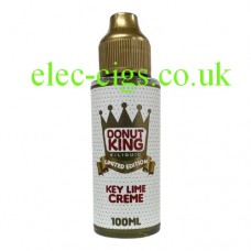 Image is of a bottle of Key Lime Creme Donut 100 ML E-Liquid by Donut King: Limited Edition