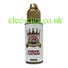 Image show a bottle of Rhubarb Custard Donut 100 ML E-Liquid by Donut King: Limited Edition