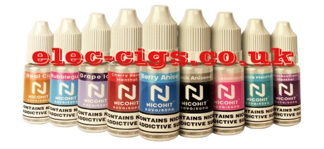 Nicohit 10 ML Premium E-Liquids this image shows just a few of the fantastic flavours available.