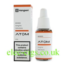 Image shows bottle and box containing the Hangsen Atom E-Liquid Aniseed