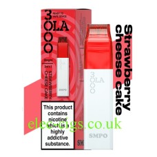 this image shows the SMPO OLA 3000 Pod System Strawberry Cheesecake and the the box it comes in.