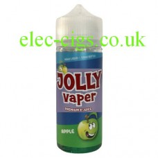 Image shows a bottle of Apple 100 ML E-Liquid from Jolly Vaper on a white background