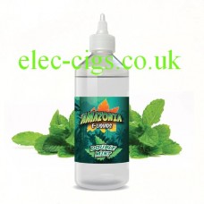 image shows a large bottle of Amazonia 500 ML E-Liquid Double Mint