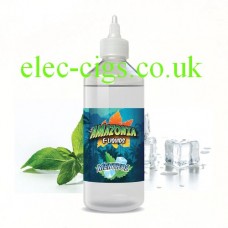 image shows a large bottle of Amazonia 500 ML E-Liquid Menthol