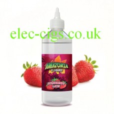 image shows a large bottle of Amazonia 500 ML E-Liquid Strawberry Laces