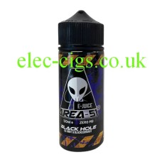 Image shows the black bottle containing the 100 ML Black Hole E-Liquid from Area 51