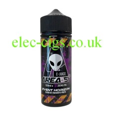Image shows the new size of bottle containing the 100 ML Event Horizon E-Liquid from Area 51