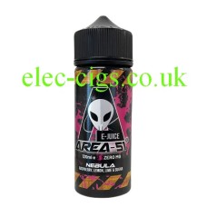 Image shows a single bottle of 100 ML Nebula E-Liquid from Area 51 on a white background