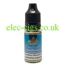 Image shows a bottle of Amazonia 10ML Sub-Ohm E-Liquid Blue Gum